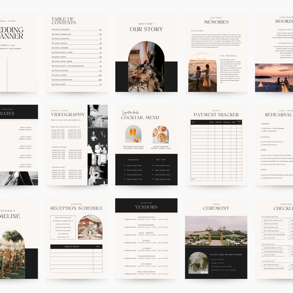 120+ Page Wedding Planner Printable Download Canva Template, Complete Digital Template Printable Editable Digital Download Wedding Itinerary