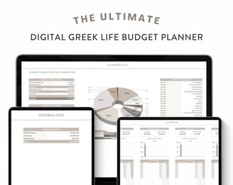 Ultimatives griechisches Leben Budget Planer Digitale Vorlage | Google Sheets, Sorority & Brüderlichkeit Finanz Tracker