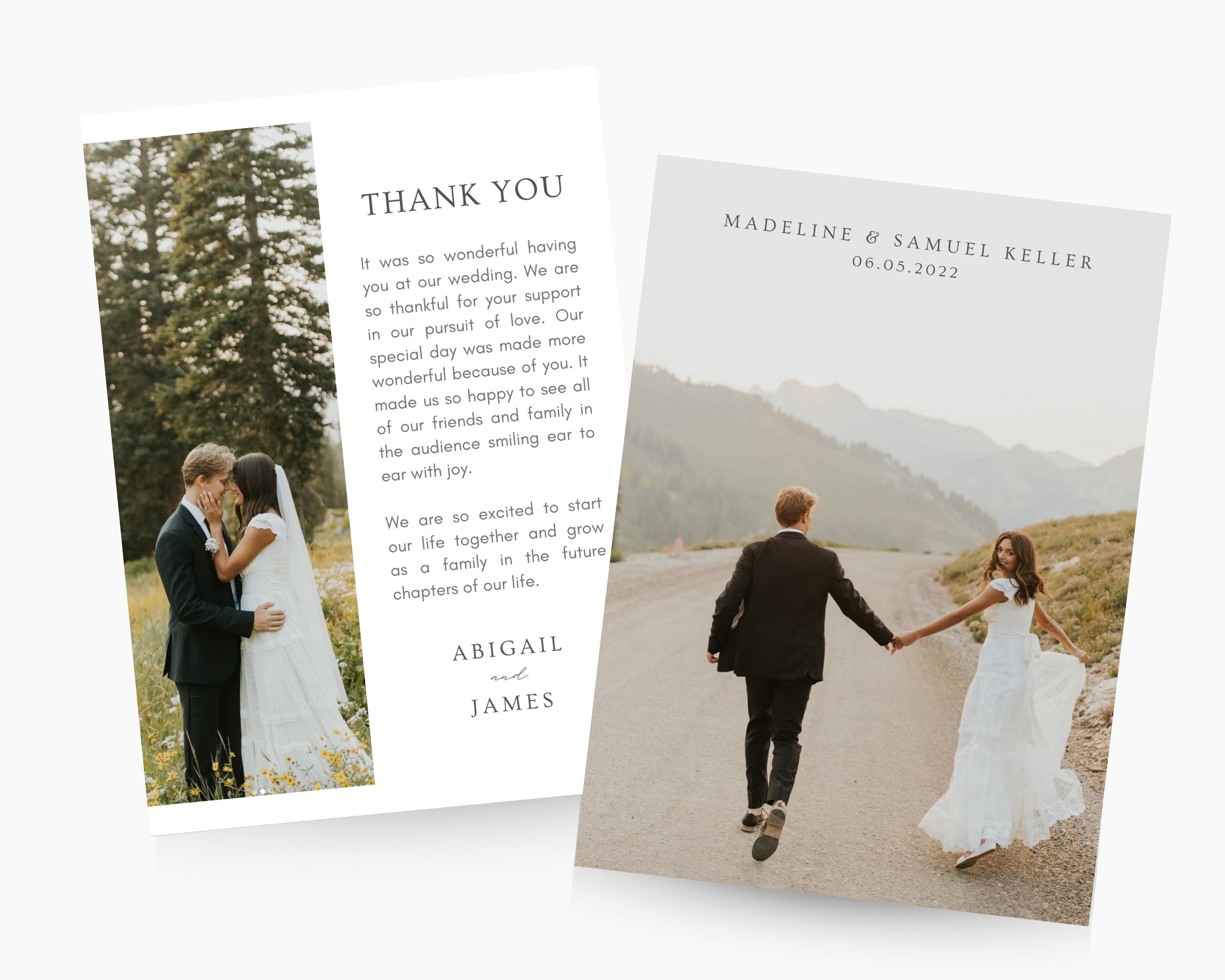 Wedding Thank You Card Template Modern Vertical, Edit on Canva, Digital ...