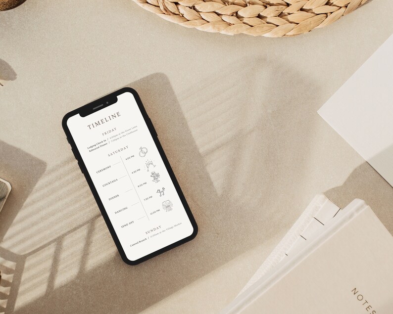 Mobile Wedding Itinerary Template Modern Minimal Classic for Guests, Editable on Canva, Printable, Wedding Planner Digital Template Download image 2