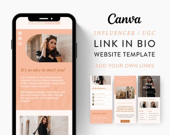 Canva Link in Bio Template für Social Media Marketing, Influencer, Coaches, Blogs, UGC-Ersteller | STUDIO SOCIAL Theme | Modern Minimal