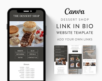 Canva Link in Bio Template for Bakeries, Donut Shops, Cake and Cupcake Shops, Bagel Shops, Candy Shops | DESSERT SHOP Theme | Modern Minimal