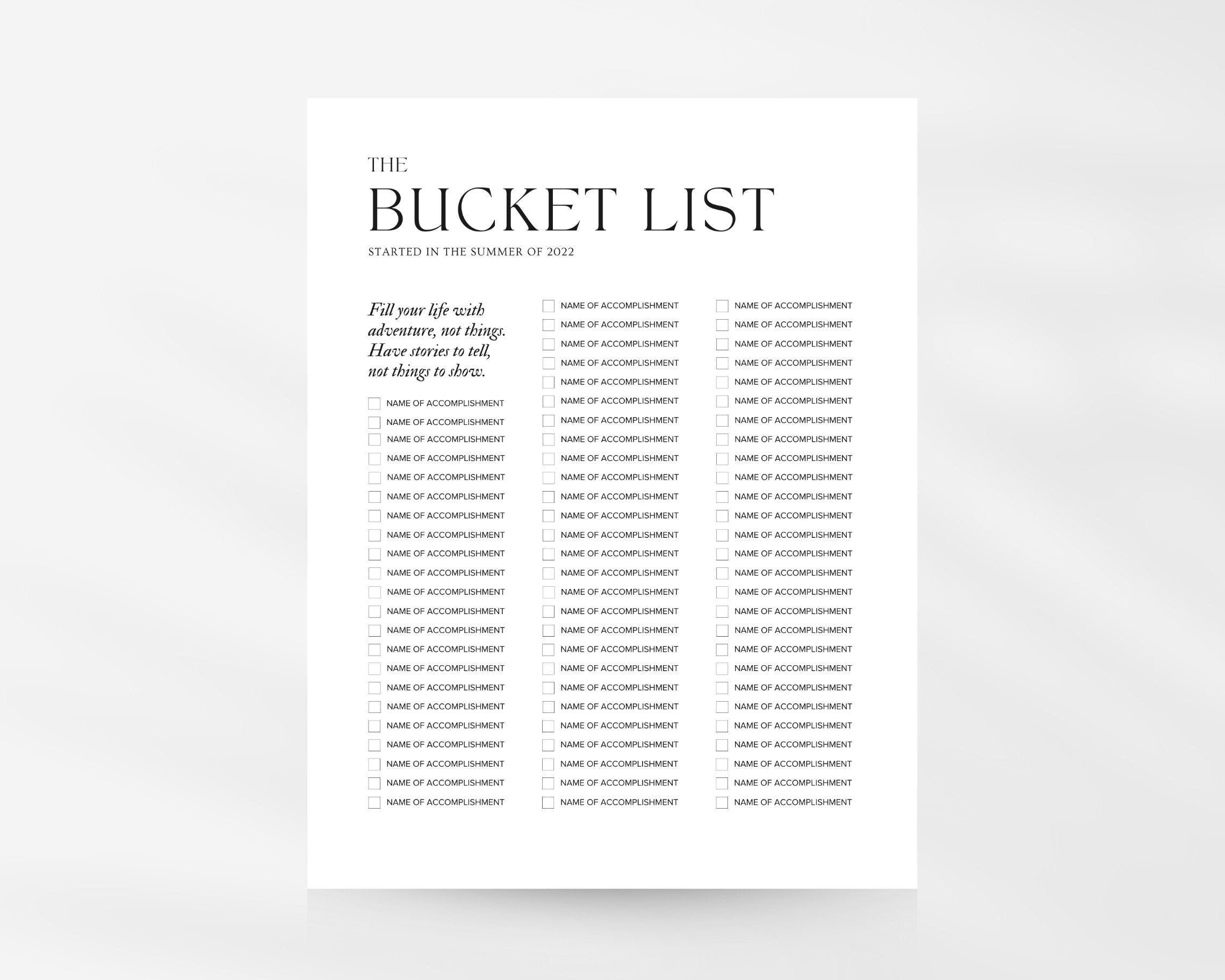 Bucket List Template Printable Bucket List Edit on Canva Etsy UK