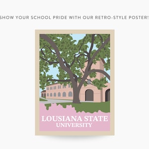 Louisiana State University Retro Vintage Poster, LSU Illustration Art Wall Art Digital Download, Digital Wall Art, Printable, Gift image 3