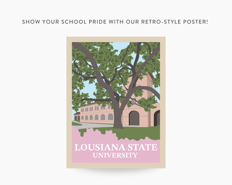 Louisiana State University Retro Vintage Poster, LSU Illustration Art Wall Art Digital Download, Digital Wall Art, Printable, Gift image 3