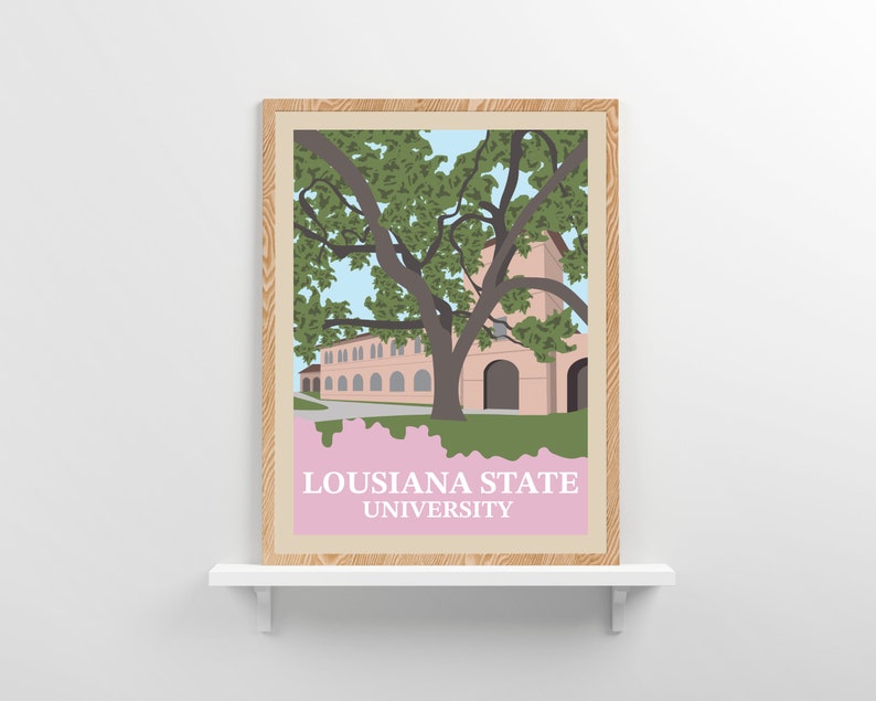 Louisiana State University Retro Vintage Poster, LSU Illustration Art Wall Art Digital Download, Digital Wall Art, Printable, Gift image 2