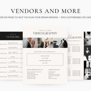 120 Page Wedding Planner Printable Download Canva Template, Complete Digital Template Printable Editable Digital Download Wedding Itinerary image 5