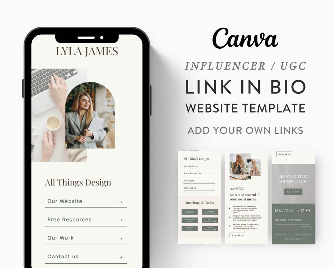 Canva Link in Bio Template for Social Media Marketing, Influencers ...