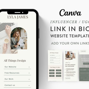 Link do Canva em modelo de biografia para marketing de mídia social, influenciadores, treinadores, blogs, criadores de UGC | Tema de LYLA JAMES | Mínimo Moderno