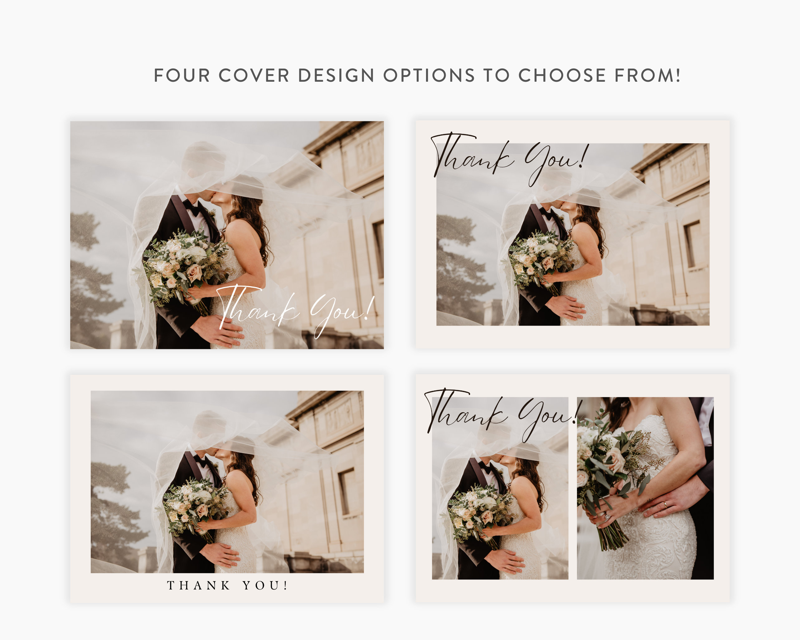 Thank You Wedding Postcard Horizontal, Printable Template Card, Digital ...