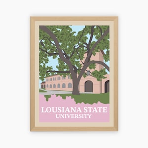 Louisiana State University Retro Vintage Poster, LSU Illustration Art Wall Art Digital Download, Digital Wall Art, Printable, Gift image 1