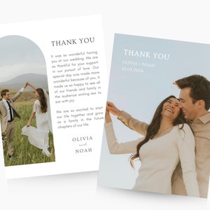 Hochzeit Dankeschön Karte Vorlage Klassisch Vertikal, auf Canva bearbeiten, digitaler Download, druckbare Vorlage Karte Hochzeit Ästhetisch Klassisch Modern