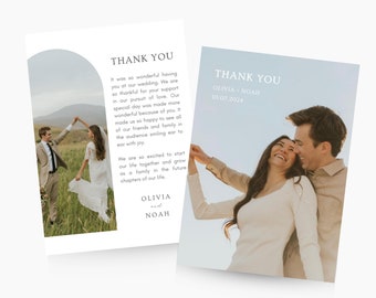 Wedding Thank You Card Template Classic Vertical, Edit on Canva, Digital Download, Printable Template Card Wedding Aesthetic Classic Modern