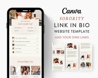 Greek Life Canva Link In Bio Template | PINK, Digital Template, Sorority Link in Bio Template