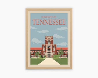 University of Tennessee Retro Vintage Poster, Knoxville Illustration Art | Wall Art Digital Download, Digital Wall Art, Printable, Gift
