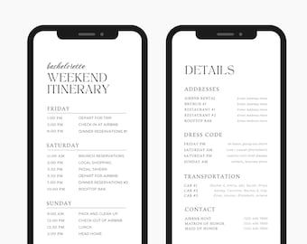 Bachelorette Itinerary Template, Editable on Canva, Printable Editable Template, Weekend Planner Digital Template Digital Download