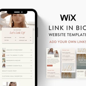 Link WIX em modelo de biografia para marketing de mídia social, influenciadores, treinadores, blogs, UGC e criadores de conteúdo | Tema URZE | Mínimo Moderno