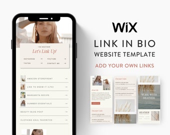 WIX Link in Bio Template für Social Media Marketing, Influencer, Coaches, Blogs, UGC & Content Ersteller | HEATHER Theme | Modern Minimal