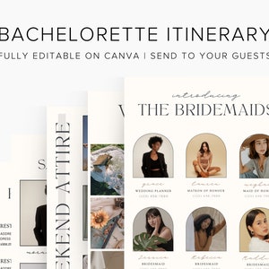 Bachelorette Itinerary Digital Template | Complete Bachelorette Planner | Edit on Canva | Customizable for Mobile, Desktop, Modern Neutral