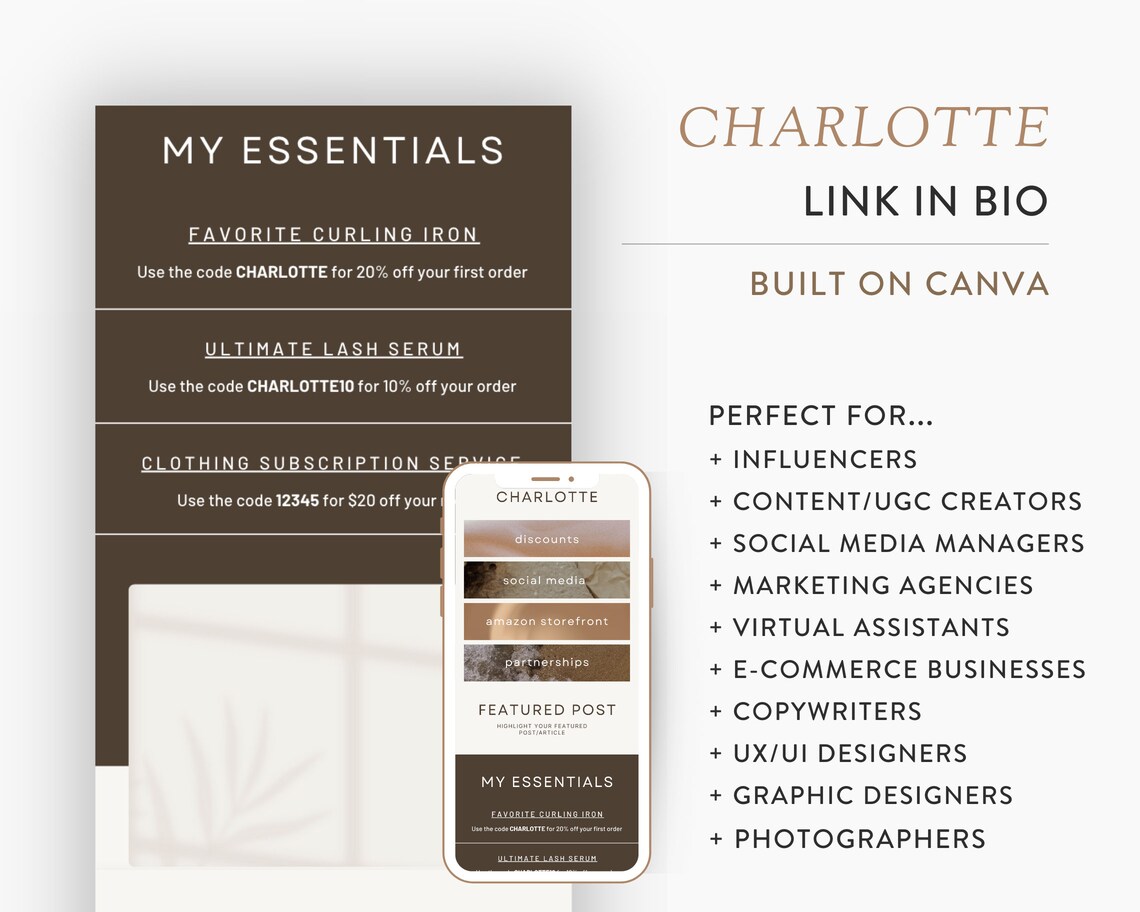 Canva Link in Bio Template for Social Media Marketing, Influencers ...