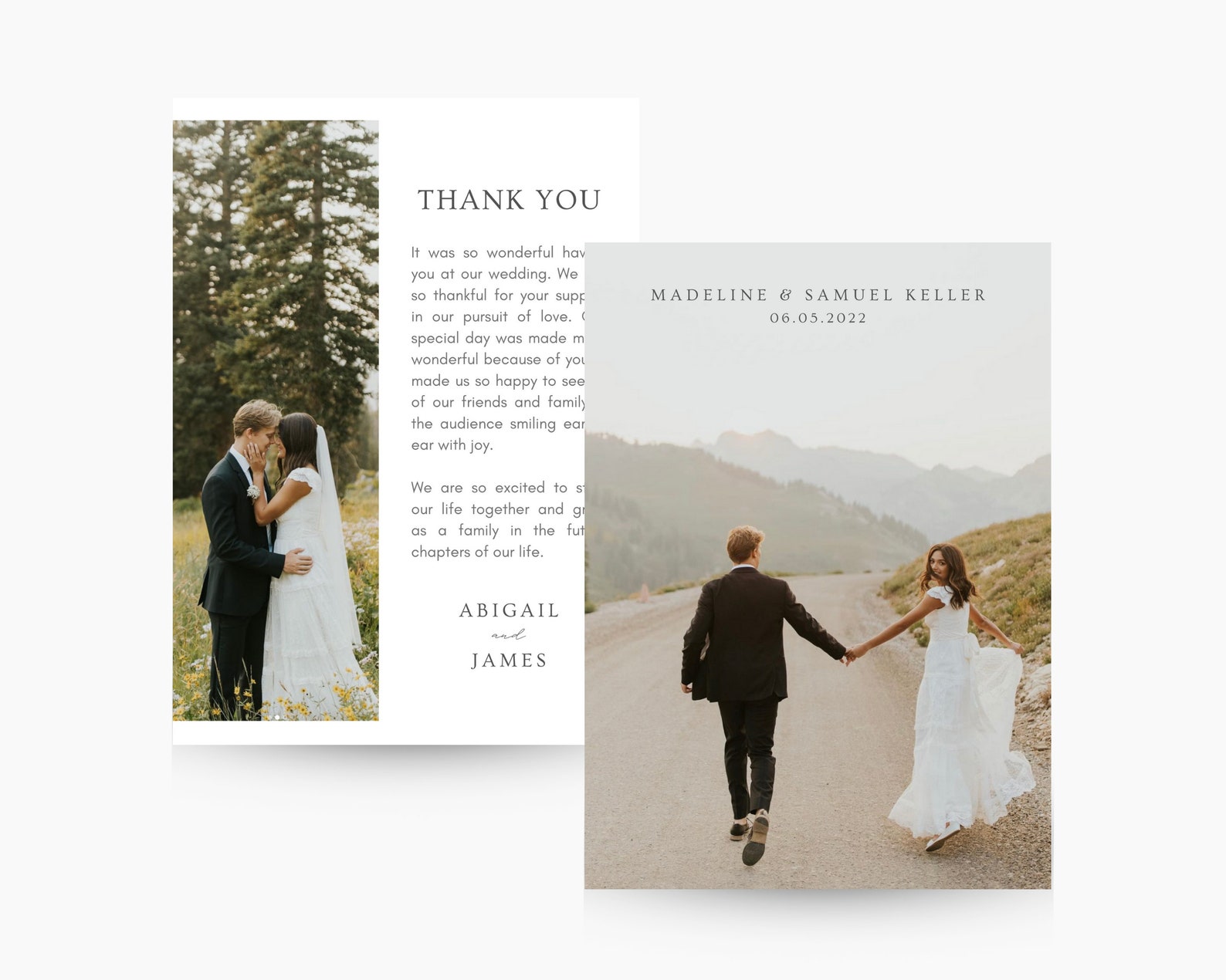 Wedding Thank You Card Template Modern Vertical Edit on - Etsy