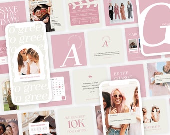 Greek Life Social Media Template Bundle | PINK, Editable on Canva, Digital Template Download, Sorority Templates