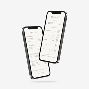Mobile Wedding Itinerary Template Modern Minimal Classic for Guests, Editable on Canva, Printable, Wedding Planner Digital Template Download image 6