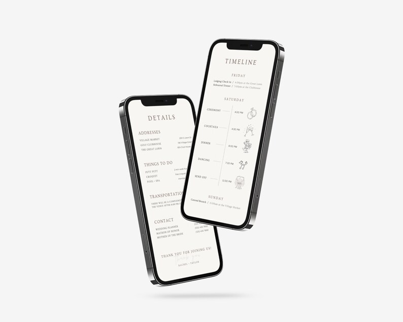 Mobile Wedding Itinerary Template Modern Minimal Classic for Guests, Editable on Canva, Printable, Wedding Planner Digital Template Download image 6