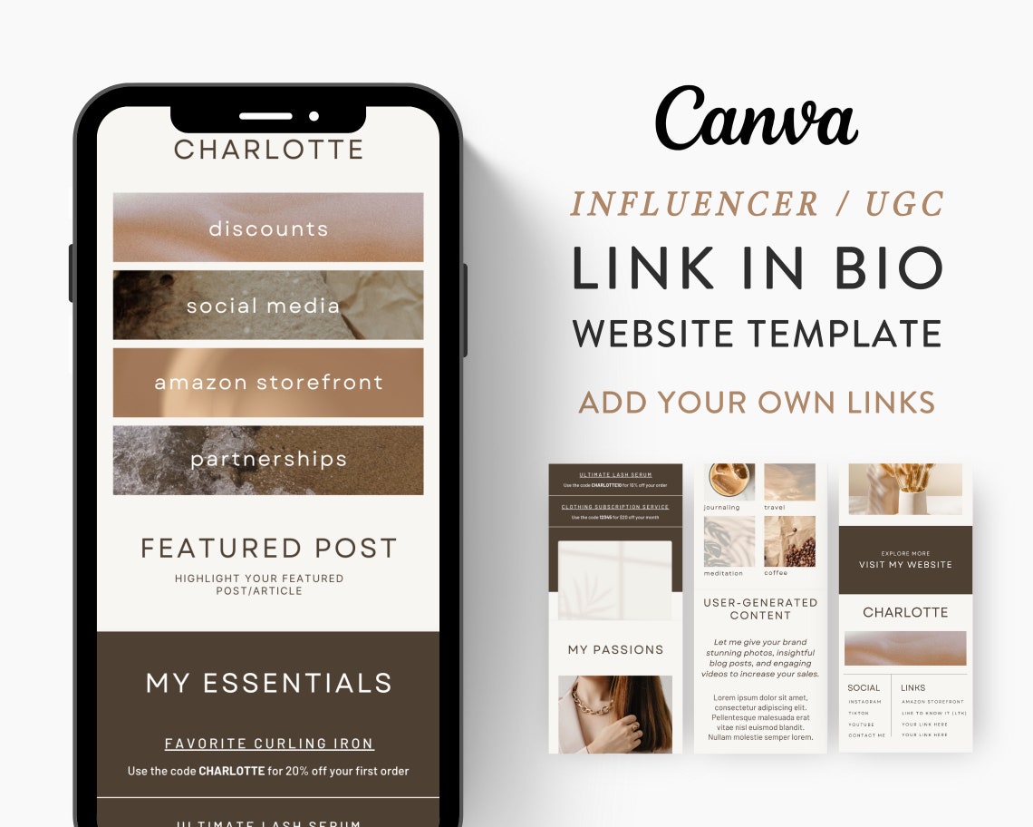 Canva Link in Bio Template for Social Media Marketing, Influencers ...