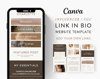 Canva Link in Bio Template für Social Media Marketing, Influencer, Coaches, Blogs, UGC-Ersteller | CHARLOTTE Theme | Modern Minimal