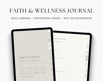 Digital Devotional Template for iPad & Tablet, Minimal Modern Faith and Wellness Journal, Christian Bible Devotional for Goodnotes | Neutral