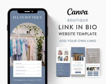 Canva Link in Bio Template for Boutiques, Clothing Stores, Fashion & Makeup Shops, Influencers, | ELLA's BOUTIQUE Theme | Modern Minimal