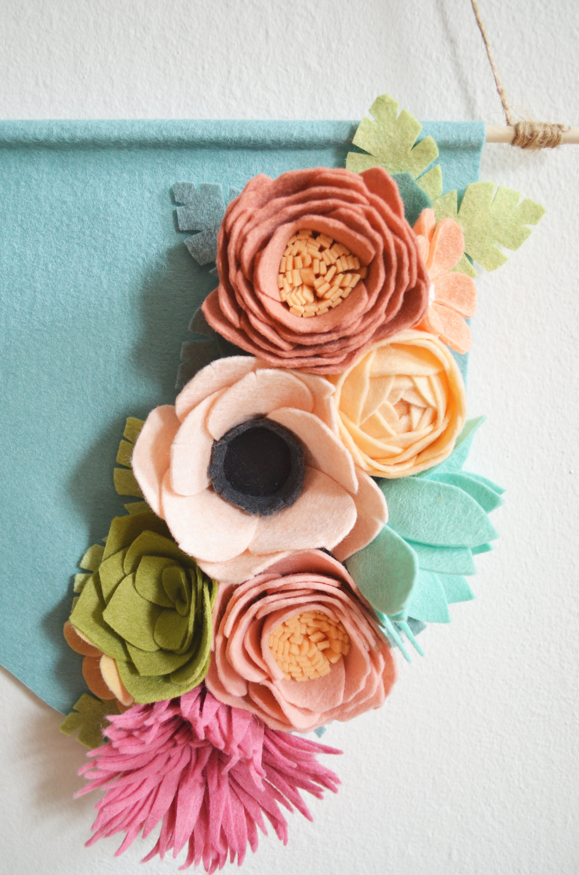 Flower - Handmade Felt & Beadwork Wall Hanging main image 1