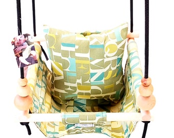 SALE 2023 Designer Upholstery Fabric Baby Swing or Toddler Swing, Indoor Outdoor, Great Baby shower Gift, FREE SHIPPING