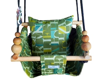 Designer Upholstery Fabric Baby Swing or Toddler Swing, Indoor Outdoor, Great Baby shower Gift, FREE SHIPPING