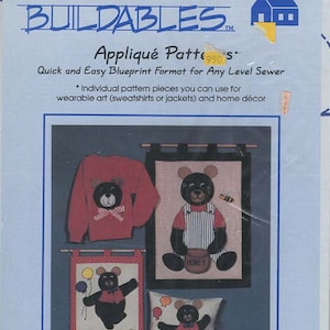 May include: A set of applique patterns for sewing projects featuring honey bears and dancing bears. The patterns are for use on sweatshirts, jackets, and home decor. The patterns are easy to follow and are suitable for all skill levels.