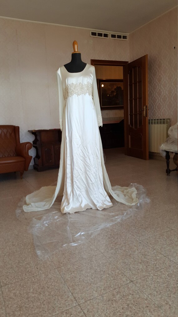 Silk And Lace Wedding Dress Made In Italy Handmade Italian Etsy