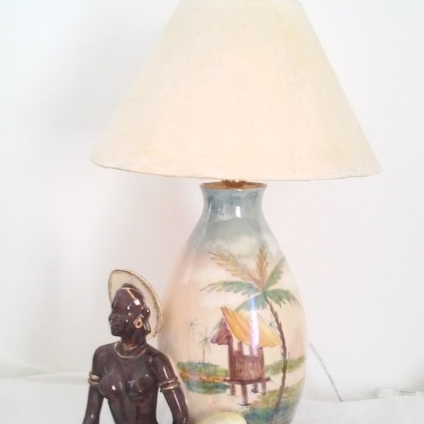 Lampada ceramica italiana vintage anni '60 etnico africa