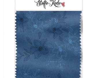 Flower tendril blue, organic jersey, 170 cm wide, EP