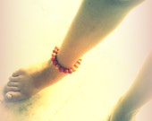Orange yellow anklet summer anklet stretch anklet polymer clay beads spiral pattern