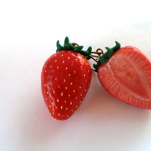 realistic strawberry earrings polymer clay strawberries dangle earrings