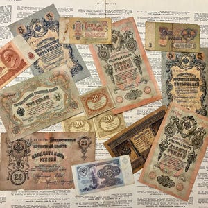 Banconote della Russia zarista, moneta dell'Impero russo, moneta dell'URSS, rublo russo, rublo sovietico Coupon-karbovanets anni '90 Ucraina