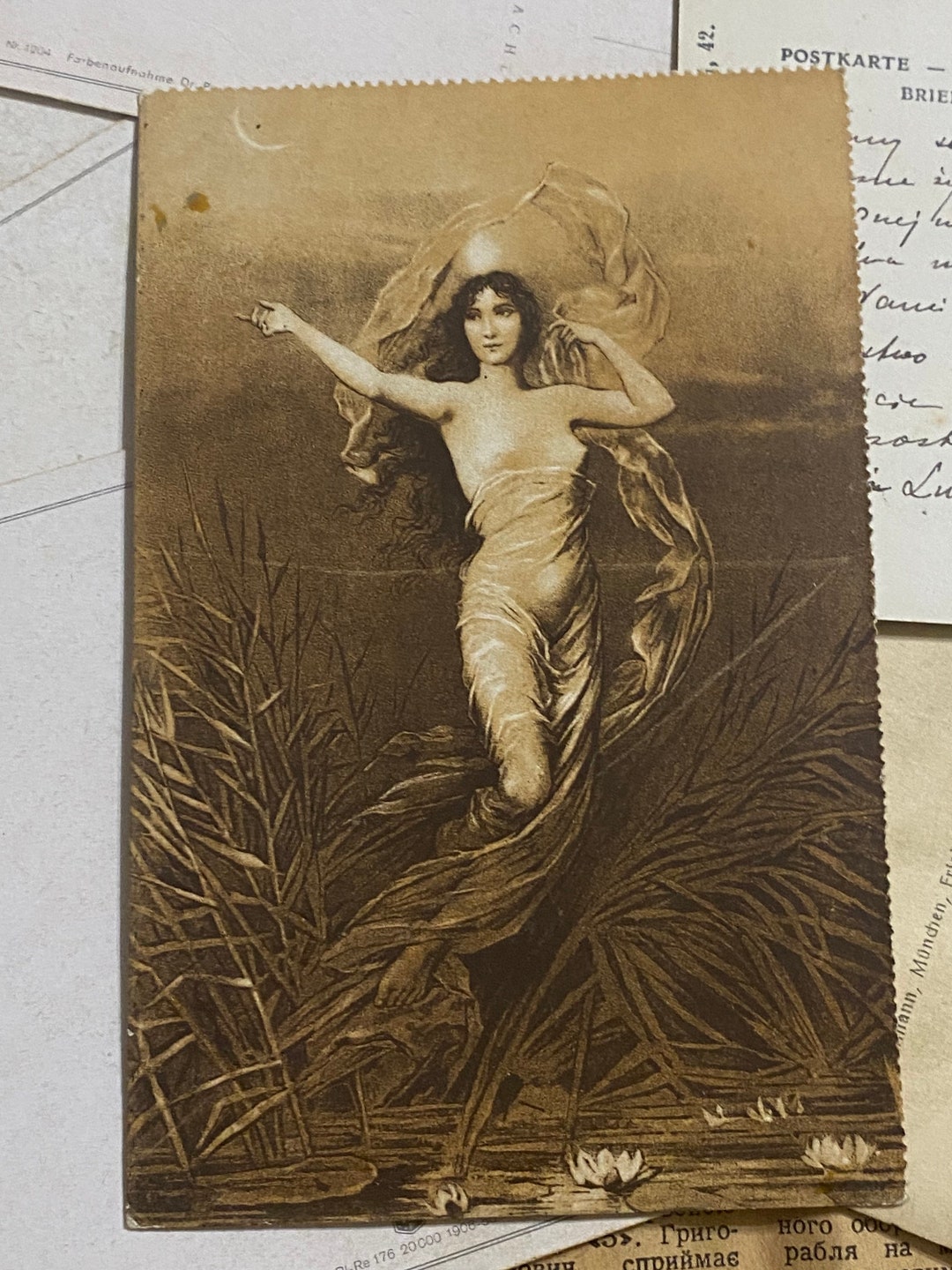 Antique Erotic Postcard, Erotica of the Early 20th Century, Naked Girl