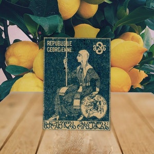 Poster antico della Repubblica di Georgia 1920, Guerra d'indipendenza della Georgia, regina georgiana Tamara