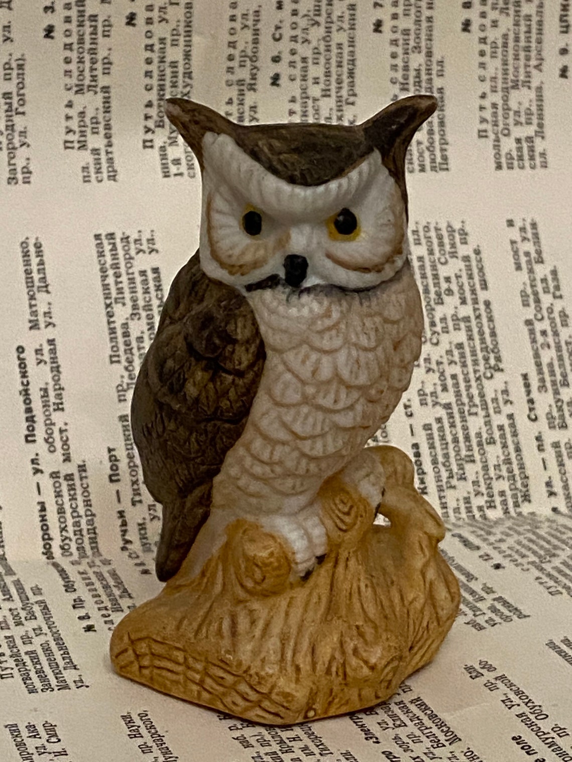 Vintage Polystone Figurine miniature Owl Figurine Eagleowl Etsy