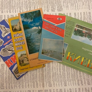 Vintage sowjetische Landkarten der Städte in der Ukraine, Kyiv, Rostov Region, Stavropol Gebiet, Mneralnye Vody, UdSSR Karte