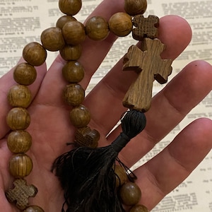Vintage wooden Catholic  rosary made of juniper wood