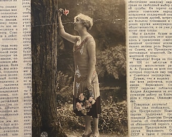 Antique photo postcard,beauty girls,french fashion, Noyer 5060
