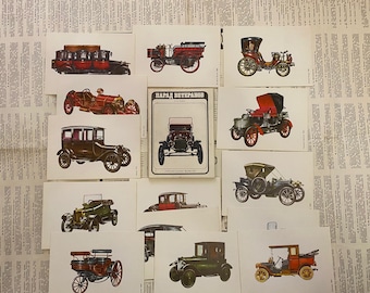 Illustrations Retro cars of the early 20th century, vintage print ,1977s