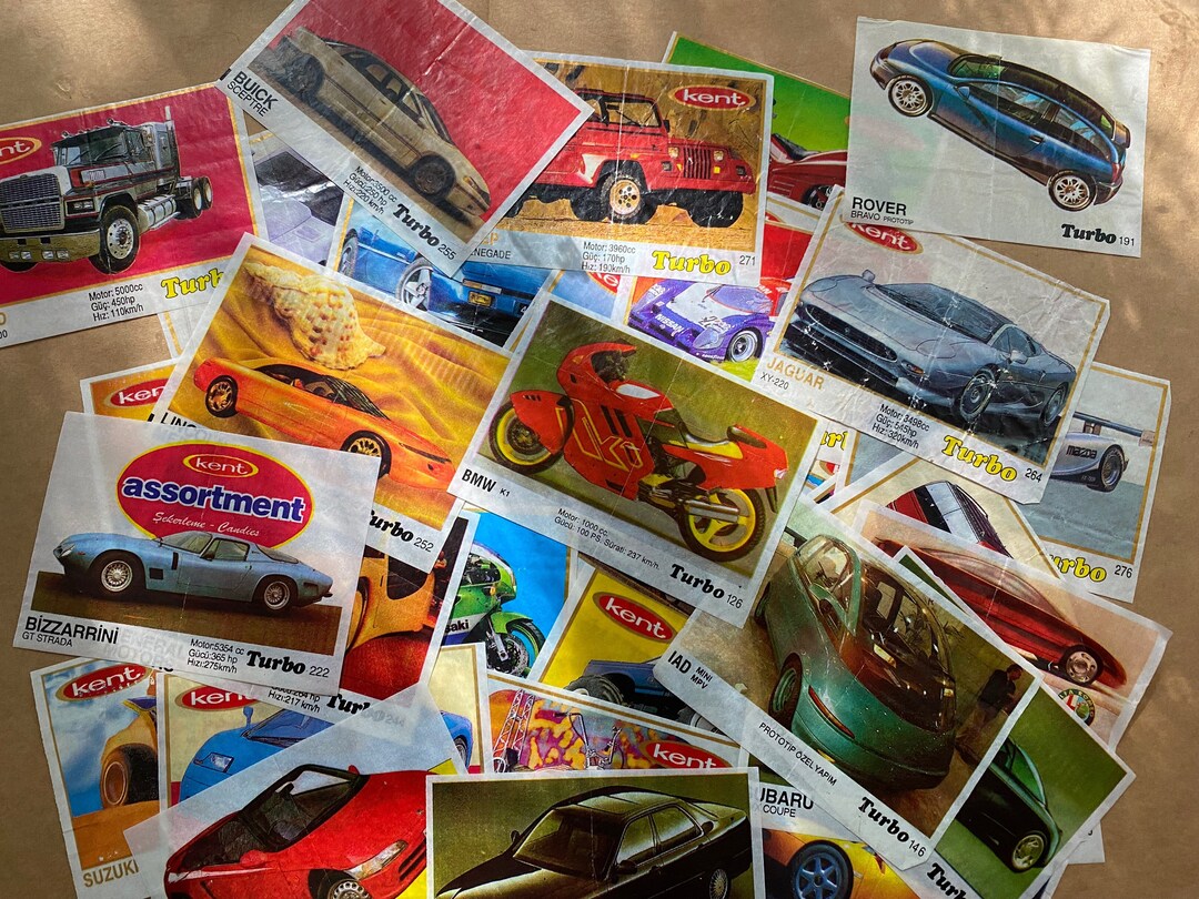 Old Wrappers for Chewing Gum , Turbo Kent , Bombibom, Vintage